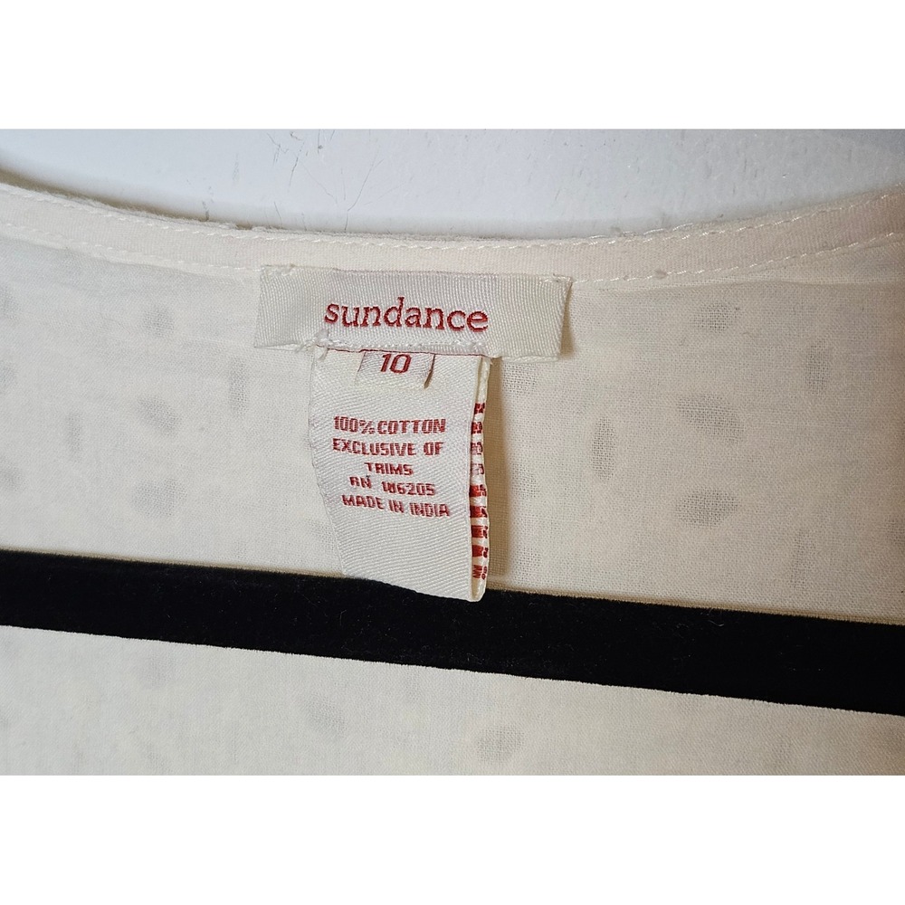 Sundance Eyelet Embroidered Dress Sz 10 White Cotton Summer Casual Boho Cottage - Picture 2 of 5